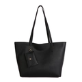 Borsa tote vintage nera con pochette coordinata e dettagli in catena dorata - Nero