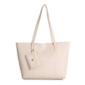 Grande borsa tote bianco crema in ecopelle opaca con mini pochette coordinata a busta - Bianco