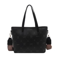 Black bucket bag with LNBOE monogram patterns and adjustable wide shoulder strap - Black