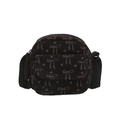 Brown corduroy shell bag with bow heart patterns and thick fabric shoulder strap - Black