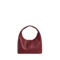 Bolso de mano bordeaux minimalista de media luna con acabado mate y cierre de cremallera - Rojo