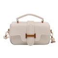 Elegante bolso bandolera blanco crema en cuero sintético con hebilla dorada y textura - Blanco