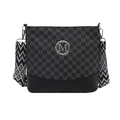 Borsa a tracolla da donna con stampa M e tracolla in tessuto geometrico chic - Nero