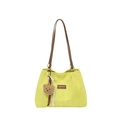 Borsa tote gialla trapuntata con etichetta Creative Cat e ciondolo orsetto marrone - Verde Giallastro Con Pendente