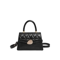 Sac bandoulière noir chic avec rabat matelassé, texture croco et fermoir doré - Noir