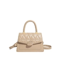 Sac à main en cuir PU beige avec motif matelassé et boucle métallique décorative - Kaki