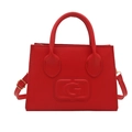 Schicke rote Trapez-Handtasche aus Kunstleder mit G-Logo und verstellbarem Riemen - Rot