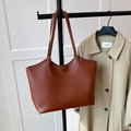 Grand sac cabas marron foncé avec bretelles réglables et lettrage doré tendance - Sans pendentif / Marron