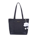 Sac fourre-tout noir en cuir tressé avec logo doré et pendentif nuage en peluche - Sans Pendentif / Noir