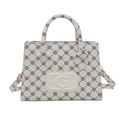 Chic cream and black monogram tote bag with embossed G logo and top handles - Vintage Monogram White