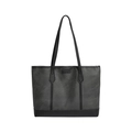 Bolso tote de moda en lona gris con adornos de cuero negro para el otoño de 2025 - Gris