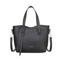 Sac seau minimaliste en cuir noir avec détails dorés et bandoulière pour femmes - Noir