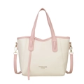 Sac cabas minimaliste en cuir beige et rose pour femme avec finitions dorées - Rose