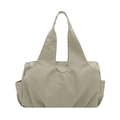 Khaki pleated shoulder bag with large capacity and side pockets in a modern minimalist style - Green