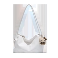 Minimalistische witte schoudertas van imitatieleer met een schattige luipaard pluche kat - Wit + Hanger
