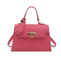 Klassische magentafarbene Handtasche aus Kunstleder mit Goldverschluss und praktischem Griff - Rosa