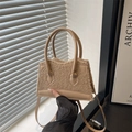 Elegante borsa a mano autunno-inverno in ecopelliccia e pelle con tracolla - Kaki