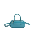 Bolso de mano en charol brillante con asas dobles y correa de hombro ajustable azul - Azul