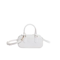 Weiße glänzende Mini-Handtasche mit goldener Hardware und verstellbarem Schultergurt - Weiß