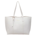 Minimalistische witte shopper tas met Fashion & Bags gouden tekst voor dames - Wit