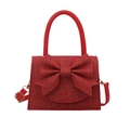 Borsa da sera con paillettes rosse con grande fiocco e tracolla regolabile per eventi - Rosso