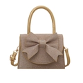 Borsa a mano champagne glitterata con grande fiocco e tracolla regolabile elegante - Oro