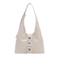 Sac fourre-tout rétro blanc crème avec rivets en similicuir brillant et bandoulière réglable - Blanc