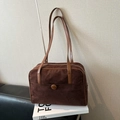 Bolso grande de gamuza marrón estilo retro para mujer ideal para oficina y diario - Café sin Colgante