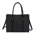 Bolso tote negro clásico con monograma M gris y correas de hombro ajustables - Negro