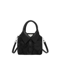 Black bucket bag with unique shirt collar design and texture for casual crossbody use - Black