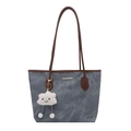 Grande borsa shopper blu effetto marmo con manici in pelle e charm nuvola morbida - Blu con ciondolo