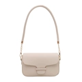 Bolso bandolera minimalista blanco crema con detalle de cadena dorada elegante - Blanco