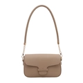 Bolso bandolera rectangular caqui claro con cadena dorada y elegante solapa superior - Caqui