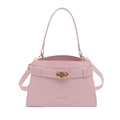 Pink croc-embossed square handbag with gold CD clasp and adjustable shoulder strap - Pink