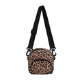 Borsa a tracolla in tela con stampa leopardata e tracolla regolabile in nero - Stampa leopardata