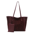 Grand sac cabas rétro à imprimé léopard avec pochette assortie sur fond blanc - Rouge