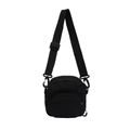 Mini borsa a tracolla in nylon nero con cinghia regolabile e tasche con zip - Nero