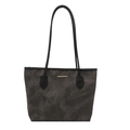 Grande borsa tote grigia effetto marmo con spalline nere e dettaglio in metallo dorato - Nero
