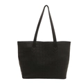 Classic black crocodile pattern tote bag with large capacity and long shoulder straps - Black