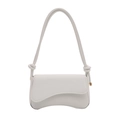 White faux leather underarm shoulder bag with curved bottom and knot detail on strap - White