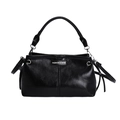 Bolso de mano negro brillante minimalista con logo para un estilo diario elegante - Negro