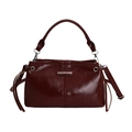 Bolso vintage burdeos oscuro con acabado brillante y correa de hombro desmontable - Rojo