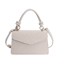 Bolso de mano moderno de cuero crema con detalle de nudo de leopardo y solapa - Blanco