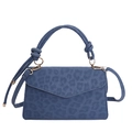 Bolso de mano azul con estampado de leopardo, asa anudada y correa ajustable - Azul