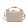 Vintage leopard texture cream shoulder bag with golden hardware and adjustable strap - Cream