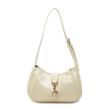 Sac sous le bras chic blanc crème en cuir verni brillant avec bandoulière réglable et fermoir - Jaune
