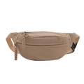 Khaki nylon sports waist bag with adjustable strap and woven rope zipper pull - Khaki