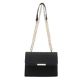 Borsa a tracolla nera con trama intrecciata, catena dorata e barra in metallo elegante - Nero