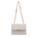 Elegante borsa a tracolla bianco crema con trama intrecciata e dettagli catena dorata - Bianco