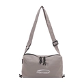 Gray pleated nylon crossbody bag with woven zipper pullers and FANYISSA logo detail - Gray
